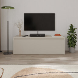 Decortie Modern Tv Stand Unit 120Cm With Soft-Close Drop-Down Door Non-Handle Design & Storage Space, Living Room, Sandstone - thumbnail 6