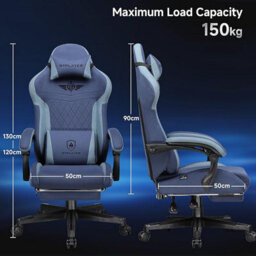 Gtplayer Gaming Chair Fabric, High Back Computer Chairs With Footrest For Adults, Ergonomic Pc Chair For Home Office, Dark Blue - thumbnail 3