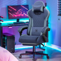 Gtplayer Gaming Chair Fabric, High Back Computer Chairs With Footrest For Adults, Ergonomic Pc Chair For Home Office, Dark Blue - thumbnail 2