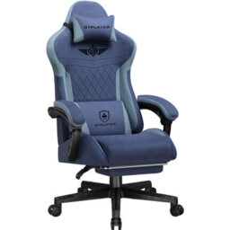 Luckracer Gaming Chair Fabric, High Back Computer Chairs With Footrest For Adults, Ergonomic Pc Chair For Home Office, Dark Blue