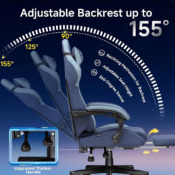 Gtplayer Gaming Chair Fabric, High Back Computer Chairs With Footrest For Adults, Ergonomic Pc Chair For Home Office, Dark Blue - thumbnail 6