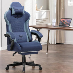 Gtplayer Gaming Chair Fabric, High Back Computer Chairs With Footrest For Adults, Ergonomic Pc Chair For Home Office, Dark Blue - thumbnail 5