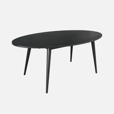 Sweeek - Oval Dining Table Rubber Wood And Oak Veneer 6 Places Diane Black 190X100X75 Cm - image 1
