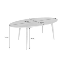 Sweeek - Oval Dining Table Rubber Wood And Oak Veneer 6 Places Diane Black 190X100X75 Cm - thumbnail 6