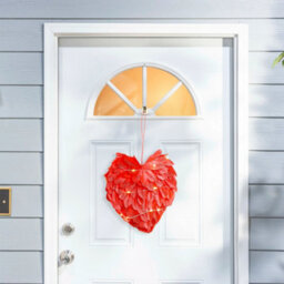 Living And Home Red Heart Feather Creative Hanging Ornament Battery Operated With 2M Led Light String - thumbnail 1