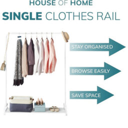 House of Home Clothes Rail Garment Rack With Shoe Storage Shelf Adjustable Feet Easy Assembly White - thumbnail 8