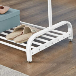 House of Home Clothes Rail Garment Rack With Shoe Storage Shelf Adjustable Feet Easy Assembly White - thumbnail 9