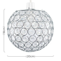 Valuelights Ducy Pair Of Modern Chrome Globe Ceiling Light Shades With Acrylic Crystal Effect Jewels (D)18Cm - thumbnail 9