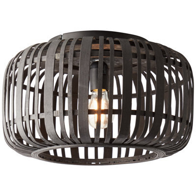 Anson Lighting Orta 1Lt Flush Dark Bamboo And Matt Black Paint And Dark Plywoood - image 1