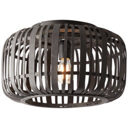 Anson Lighting Orta 1Lt Flush Dark Bamboo And Matt Black Paint And Dark Plywoood