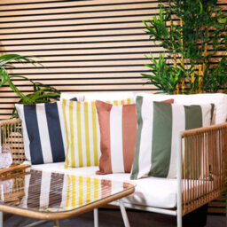 icon Indoor And Outdoor Kyoto Fabric Waterproof Filled Cushion X1 Black X1 Green X1 Yellow X1 Burnt Orange Deck Stripe - thumbnail 4