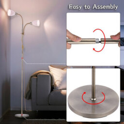 Darphe Adjustable 2 Head Floor Lamp, Universal Floor Lamp For Living Room And Bedroom, E14 Base, 180 Cm - thumbnail 4