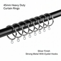 Homeelabador 45mm Extra Large Silver Colour Pole Curtain Rings With Eyelet - Pack Of 48 - thumbnail 3