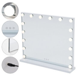 Living And Home Hollywood Vanity Mirror Lighted Mirror Touch Control Makeup Mirror With 16 Dimmable Bulbs 62Cm W X 52Cm H - thumbnail 5