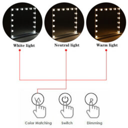 Living And Home Hollywood Vanity Mirror Lighted Mirror Touch Control Makeup Mirror With 16 Dimmable Bulbs 62Cm W X 52Cm H - thumbnail 3