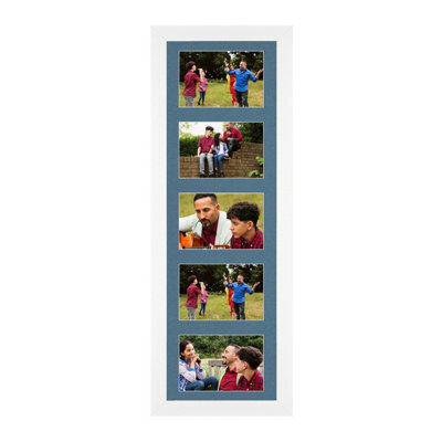 AK Frames 26X8 White Sleek Multi Photo Frame With Pompadour Mount - Holds 5 Apertures (5X) 6X4 Photos - image 1