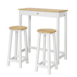 Sobuy Fwt50-Nw, 3 Pieces Kitchen Dining Set Bar Set-1 Bar Table And 2 Stools,wood Effect,w95Xd40Xh107