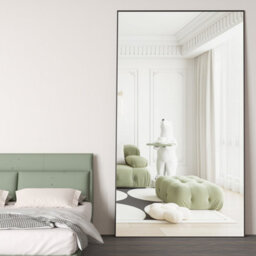 Cassilando Sleek Full Length Mirror/standing Wall Mirror 198 X 96 Cm/77.95X37.79 In Aluminum Frame Full For Bedroom Living Room - thumbnail 3