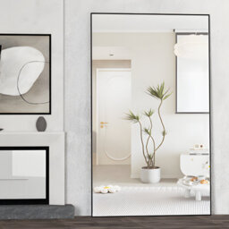 Cassilando Sleek Full Length Mirror/standing Wall Mirror 198 X 96 Cm/77.95X37.79 In Aluminum Frame Full For Bedroom Living Room - thumbnail 1