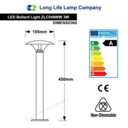 Long Life Lamps Company Led Bollard Modern Stainless Steel Garden Lamp Post Warm White Light With 12V Transformer Zlc048Ww - thumbnail 2