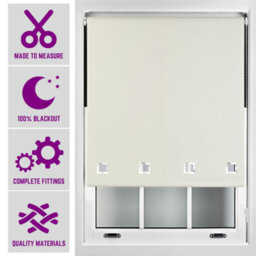 Furnished Made To Measure Blackout Roller Blinds With Big Square Eyelets - Cream Blind (W)240Cm (L)210Cm - thumbnail 1