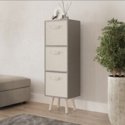 Urbn-Living Urbnliving 80Cm Height 3 Tier Grey Wooden Storage Bookcase Scandinavian Style Pine Legs With Cream Inserts