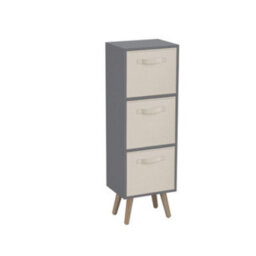 Urbn-Living Urbnliving 80Cm Height 3 Tier Grey Wooden Storage Bookcase Scandinavian Style Pine Legs With Cream Inserts - thumbnail 2