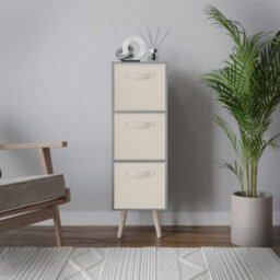 Urbn-Living Urbnliving 80Cm Height 3 Tier Grey Wooden Storage Bookcase Scandinavian Style Pine Legs With Cream Inserts - thumbnail 3