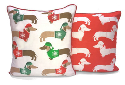 Rapport Home Multi Xmas Sausage Dog Cushion Cover 43X43 Multi