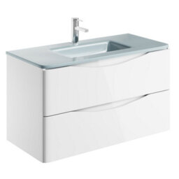 Plum&clay Eden Gloss White Wall Hung Vanity Unit With White Glass Basin (W)900mm - thumbnail 4