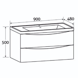 Plum&clay Eden Gloss White Wall Hung Vanity Unit With White Glass Basin (W)900mm - thumbnail 2