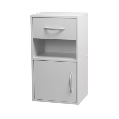 Urbn-Living Urbnliving Height 54Cm 1 Door 1 Drawer Wooden Bedroom Colour White Bedside Cabinet Shelf Nightstand Side Table Unit - image 1
