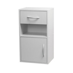 Urbn-Living Urbnliving Height 54Cm 1 Door 1 Drawer Wooden Bedroom Colour White Bedside Cabinet Shelf Nightstand Side Table Unit - thumbnail 1