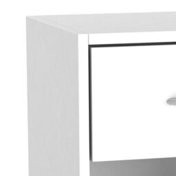 Urbn-Living Urbnliving Height 54Cm 1 Door 1 Drawer Wooden Bedroom Colour White Bedside Cabinet Shelf Nightstand Side Table Unit - thumbnail 5