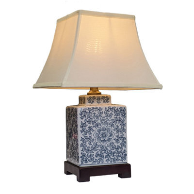 Downton Interiors Blue Floral Oriental Chinese Ceramic Porcelain Table Lamp - image 1