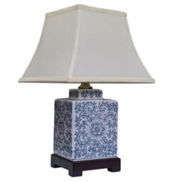 Downton Interiors Blue Floral Oriental Chinese Ceramic Porcelain Table Lamp - thumbnail 2