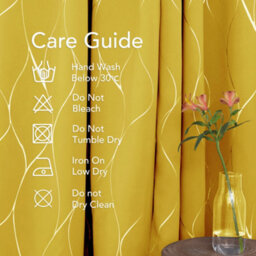 Deconovo Eyelet Blackout Curtains, Thermal Insulated Silver Wave Line Foil Printed Curtains, W46 X L72 Inch, Mellow Yellow, 1 Pair - thumbnail 7