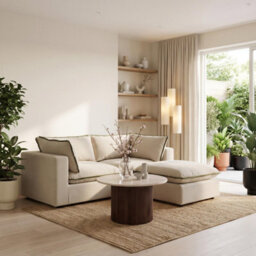 Furniturebox Uk Echo Cream & Green Linen-Look Trim Fabric 2 Seater Modular Chaise Sofa - thumbnail 5