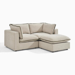 Furniturebox Uk Echo Cream & Green Linen-Look Trim Fabric 2 Seater Modular Chaise Sofa - thumbnail 6