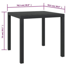 Berkfield Garden Table Black 80X80X74 Cm Aluminium And Wpc - thumbnail 5