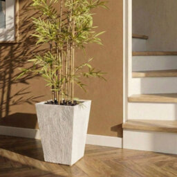 Wyld And Coco Beige Fibre Clay Fluted Square Planter - 42 X 42 X 50 Cm - thumbnail 2