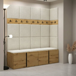 Anteroom Set Orion Ii Artisan Oak Shoe Cabinet Hangers Cream Panels