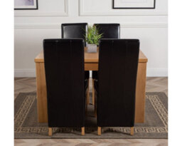 That's Furniture Dakota 152 X 87 Cm Chunky Medium Oak Dining Table And 4 Chairs Dining Set With Lola Black Leather Chairs - thumbnail 2