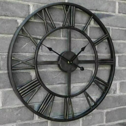 60Cm Large Outdoor Garden Wall Clock Big Roman Numerals Giant Open Face Metal - thumbnail 1