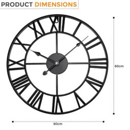 60Cm Large Outdoor Garden Wall Clock Big Roman Numerals Giant Open Face Metal - thumbnail 2
