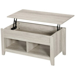 Lift Top Coffee Table W/ Hidden Storage Compartment & Shelves Oak - thumbnail 1
