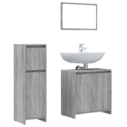 Walplus 3 Piece Bathroom Furniture Set Grey Sonoma Engineered Wood - thumbnail 2