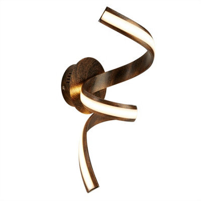 Lighting Collection Ribbon Led Twist Wall Light - Rustic Black/gold Metal & Opal - image 1