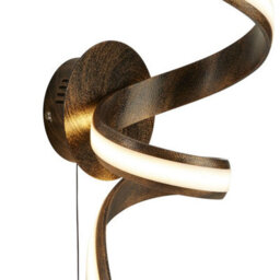 Lighting Collection Ribbon Led Twist Wall Light - Rustic Black/gold Metal & Opal - thumbnail 3