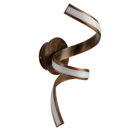 Lighting Collection Ribbon Led Twist Wall Light - Rustic Black/gold Metal & Opal - thumbnail 2